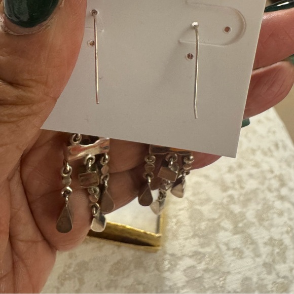 Turquoise and Silver Chandelier Earrings - Picture 3 of 4